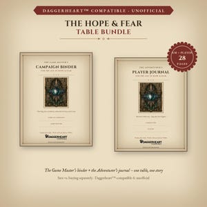 Campaign Binder and Player Journal Bundle for Hope & Fear RPGs, GM and Player TTRPG Set, Fear Tracker Session Diary, Instant Download