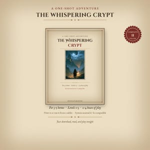 The Whispering Crypt, Printable One Shot DnD Adventure, 5e Compatible TTRPG Module with Map & NPCs, Levels 1-3, Instant Download