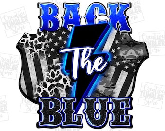 Back the blue with lightning Bolt png Sublimation design download, 4th of Juli png, Independencia day png, sublimate designs download