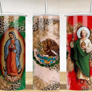 Virgin Mary and San Judas  20oz skinny tumbler png, western tumbler png, Mexican tumbler png, Virgin Mary png, sublimate designs download