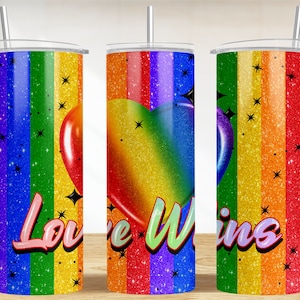 Love wins 20 oz skinny tumbler png, Pride tumbler wrap png, LGBTQ+ 20 oz tumbler designs, tumbler png download