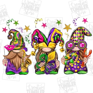 Mardi Gras Gnomes png descarga de diseño de sublimación, Happy Mardi Gras png, Mardi Gras Carnaval png, gnomos png, descarga de diseños sublimados