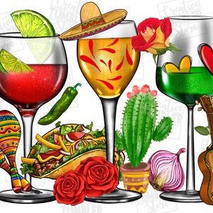 Mexiko Weingläser png Sublimation Design download, Cinco de Mayo png, Mexiko png, Fiesta png, sublimieren designs download