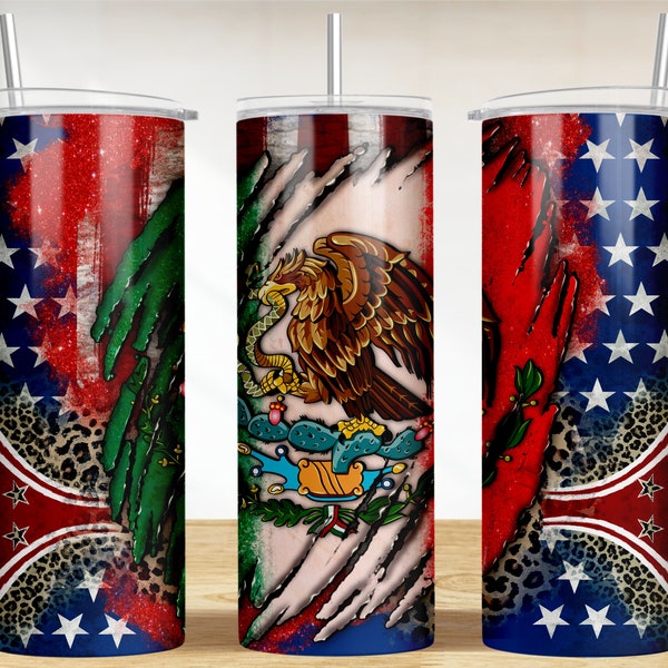 Mexican Flag and America Flag 20 oz skinny tumbler png, USA tumbler wrap png, Mexican 20 oz tumbler designs, tumbler png download