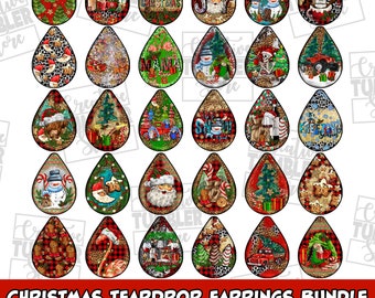 Christmas teardrop earrings bundle png sublimation design download, Christmas png, Christmas teardrop earrings png, designs download