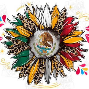 Mexikanische Sonnenblume png Sublimation Design herunterladen, mexikanische Flagge png, Cinco de Mayo png, Mexiko png, Fiesta png, sublimieren Designs herunterladen
