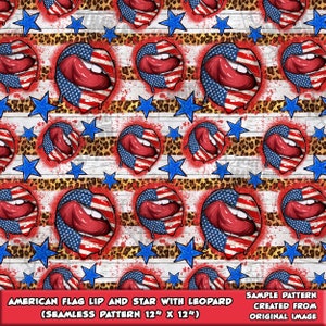 American lips and star seamless pattern digital paper, digital seamless pattern png, USA seamless pattern png, printable scrapbook paper