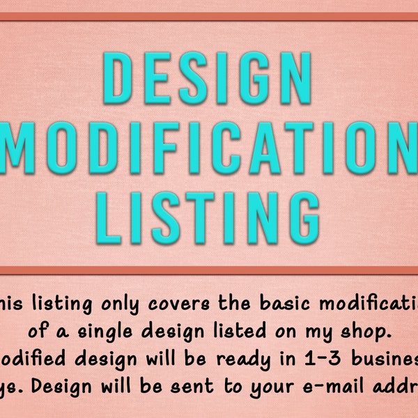 Design Modification (Editing) Listing