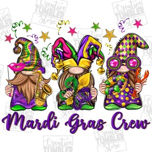 Mardi Gras equipo Gnomos png descarga de diseño de sublimación, Happy Mardi Gras png, Mardi Gras Carnaval png, gnomos png, descarga de diseños sublimados