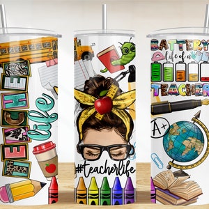 Messy bun Teacher life 20 oz skinny tumbler png, Teacher tumbler wrap png, messy bun 20 oz tumbler designs,tumbler png download