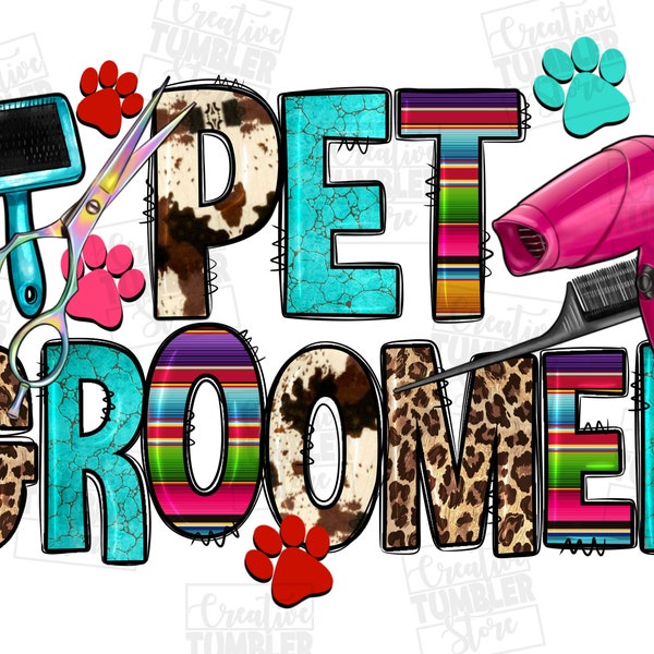 Western pet groomer png sublimation design download, shop groomer png, pet groomer png, pet grooming shop png, sublimate designs download