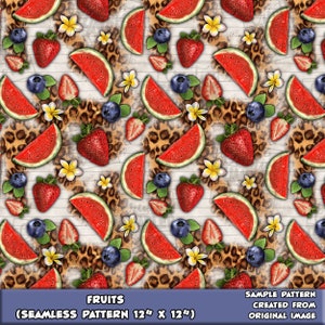 Fruit seamless pattern digital paper, digital seamless pattern png, western seamless pattern png, printable scrapbook paper