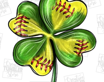 St. Patrick&#39;s Day clover with Softball png, St. Patrick&#39;s Day png, Irish Day png, lucky vibes png, sublimate designs download