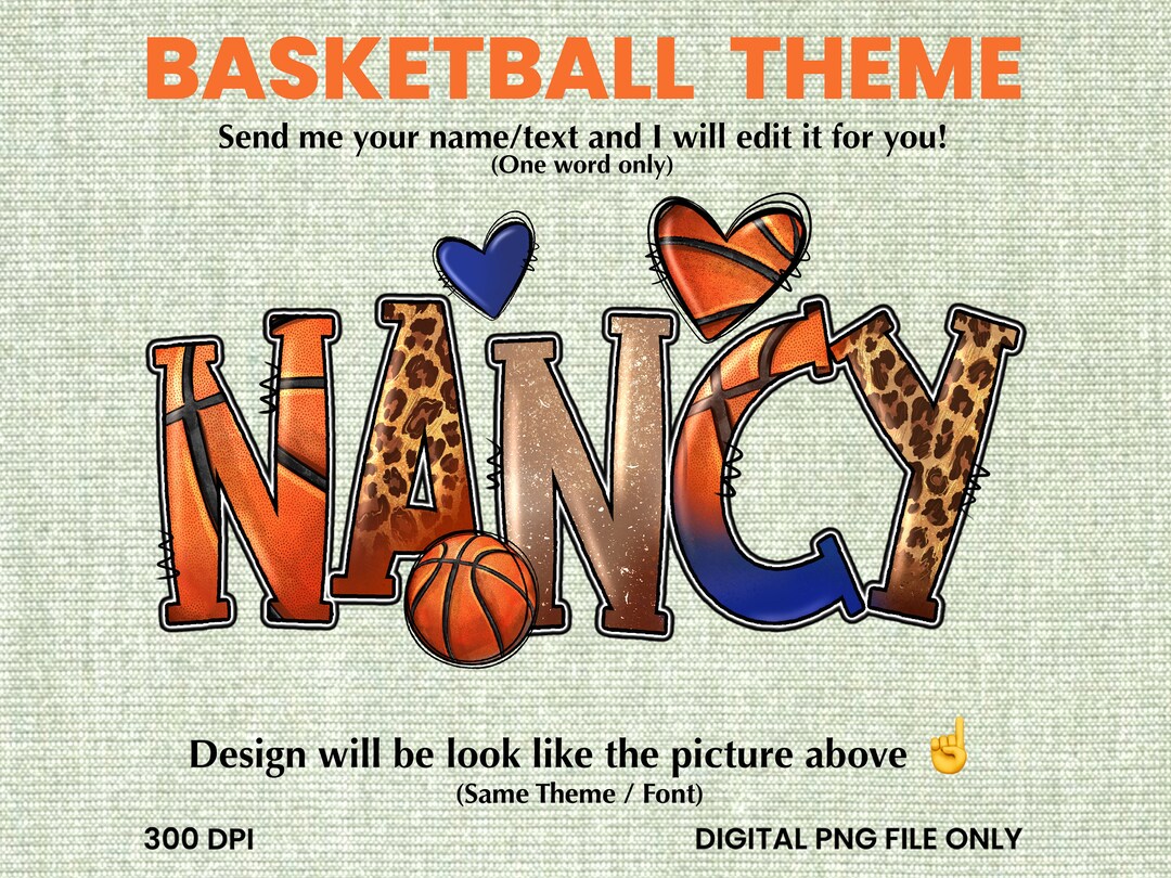 Personalized Basketball Themed Name Png Sublimation Design Download