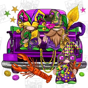 Mardi Gras Gnomes camión png descarga de diseño de sublimación, Happy Mardi Gras png, Mardi Gras Carnaval png, descarga de diseños sublimados