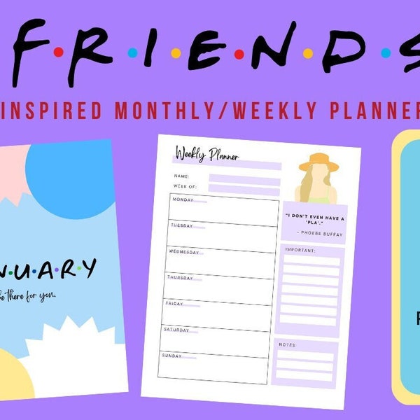 TV show Friends inspired Weekly/Monthly Planner, Printable calendar, Undated digital planner, TV show inspired Planner, Planner 2024 pdf
