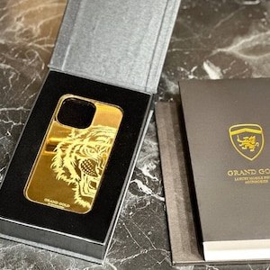 Custodia per iPhone 14 Pro e 15 Pro Max in vero oro 24K / Custodia per iPhone in oro personalizzabile / Custodia per iPhone argento a specchio / Custodia placcata in platino per la serie 14