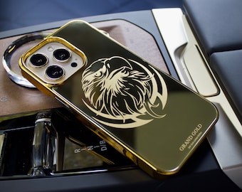 24K GOLD Plated iPhone 16 Pro Max Case, Luxury iPhone 16 Case, Customizable iPhone Case, Real Gold iPhone 16 15 14 13 Case, Gift iPhone Case