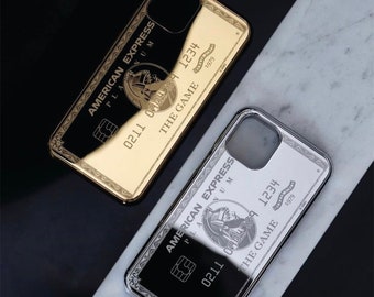 iPhone 16 Pro Max Case 24K GOLD PLATED, Luxury iPhone 16 Pro Case, AMEX Design iPhone Case, Personalized Handmade iPhone 16 15 14 13 Case