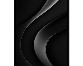May include: Black and silver abstract phone wallpaper. The design features curved, flowing lines against a dark background. The text "LUXE NOIR - Minimal Abstract Phone Wallpaper" is at the bottom.