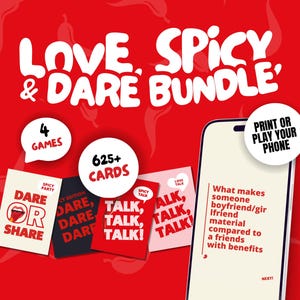 Spicy Question-kaartspelbundel Dare Card Game voor volwassenen Drinkspel met Spicy Questions Digitale download Valentijnsspel Spicy Couple