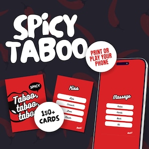 Pittig taboe-kaartspel, feestkaartspel voor volwassenen, verboden woorden pittig spel Instant digitale download pittige paar kaartspel