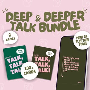 Jogo de cartas Talk Bundle Question, Ladies Night Drinking Party, Jogo de cartas da amizade, Perguntas profundas, Jogo de cartas do amor, Download digital e jogo