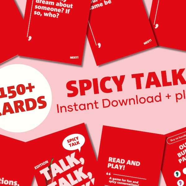 Spicy Questions Card Game Party Card Game for Adults Fun Drinking Game with Spicy Questions Instant Digital Download Spicy Couple Card Game