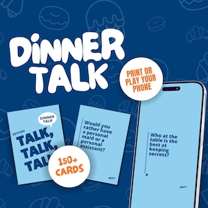 Jogo de cartas Dinner Conversations Jogo de cartas Dinner with Friends Question | Jogo de cartas para a família: Jogo de cartas Conversations | Download instantâneo e jogo