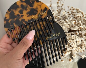 Round wide tooth comb, shower comb,  detangling comb made of acetate For Curly Hair