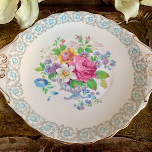*old arabia ❀ ローズ＆グリーンエッジ cake plate set Vintage H. Aynsley & Co. Ltd Lovely Platter/cake Plate With