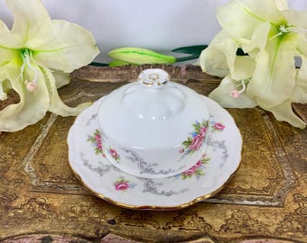 Vintage Royal Albert Tranquility Pattern Bone China Covered Butter Dish