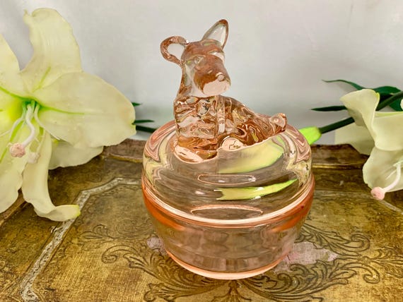 Vintage Jeannette Pink Depression Glass Scottish Terrier Dog Glass