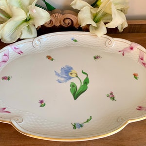 Rare Vintage Herend Kitty  Porcelain Ribbon Tray