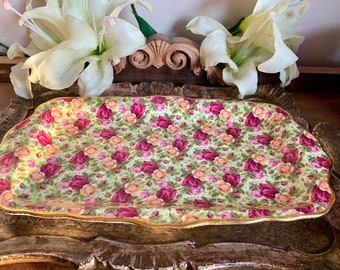 Rare Vintage Royal Albert Old Country Roses Chintz sandwich tray