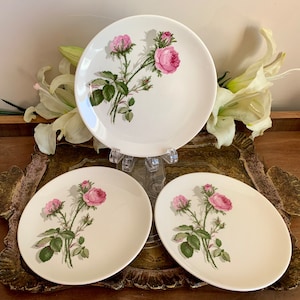 Vintage Johnson and Bros Old English Roses lunch plates Set of three