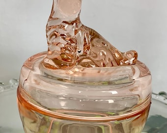 Vintage Jeannette Pink Depression Glass Scottish Terrier Dog Glass