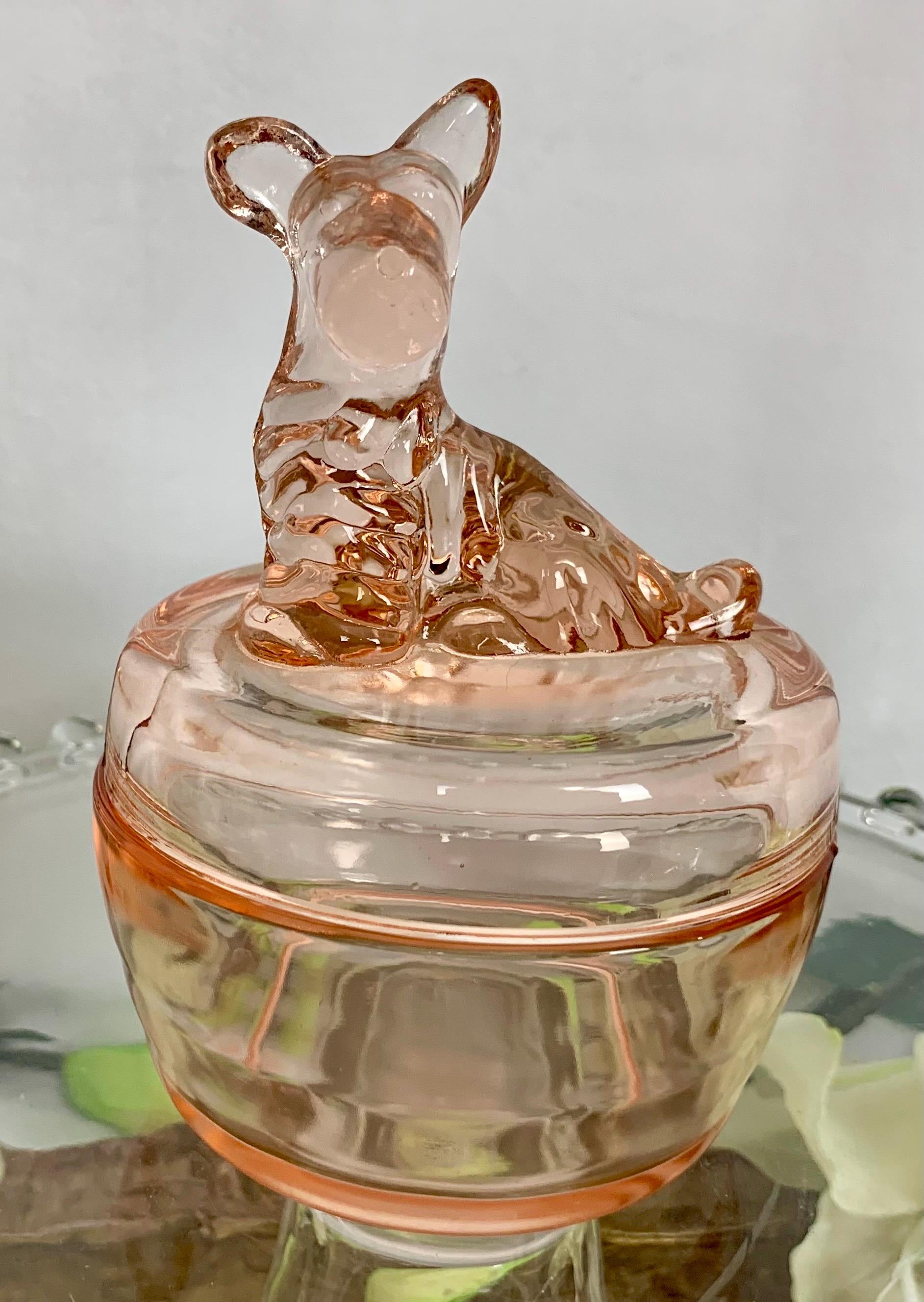Vintage Jeannette Pink Depression Glass Scottish Terrier Dog Glass