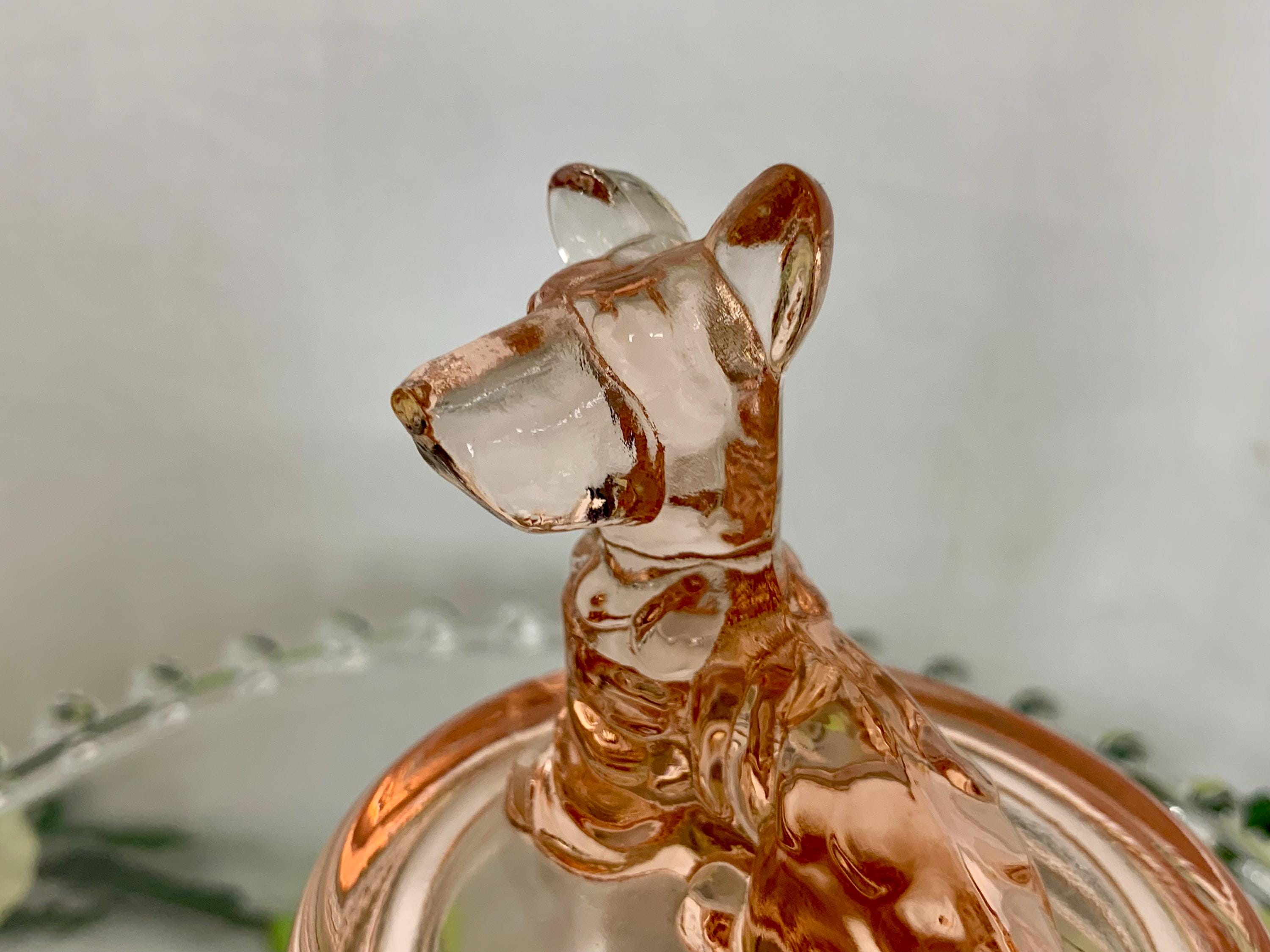 Vintage Jeannette Pink Depression Glass Scottish Terrier Dog Glass