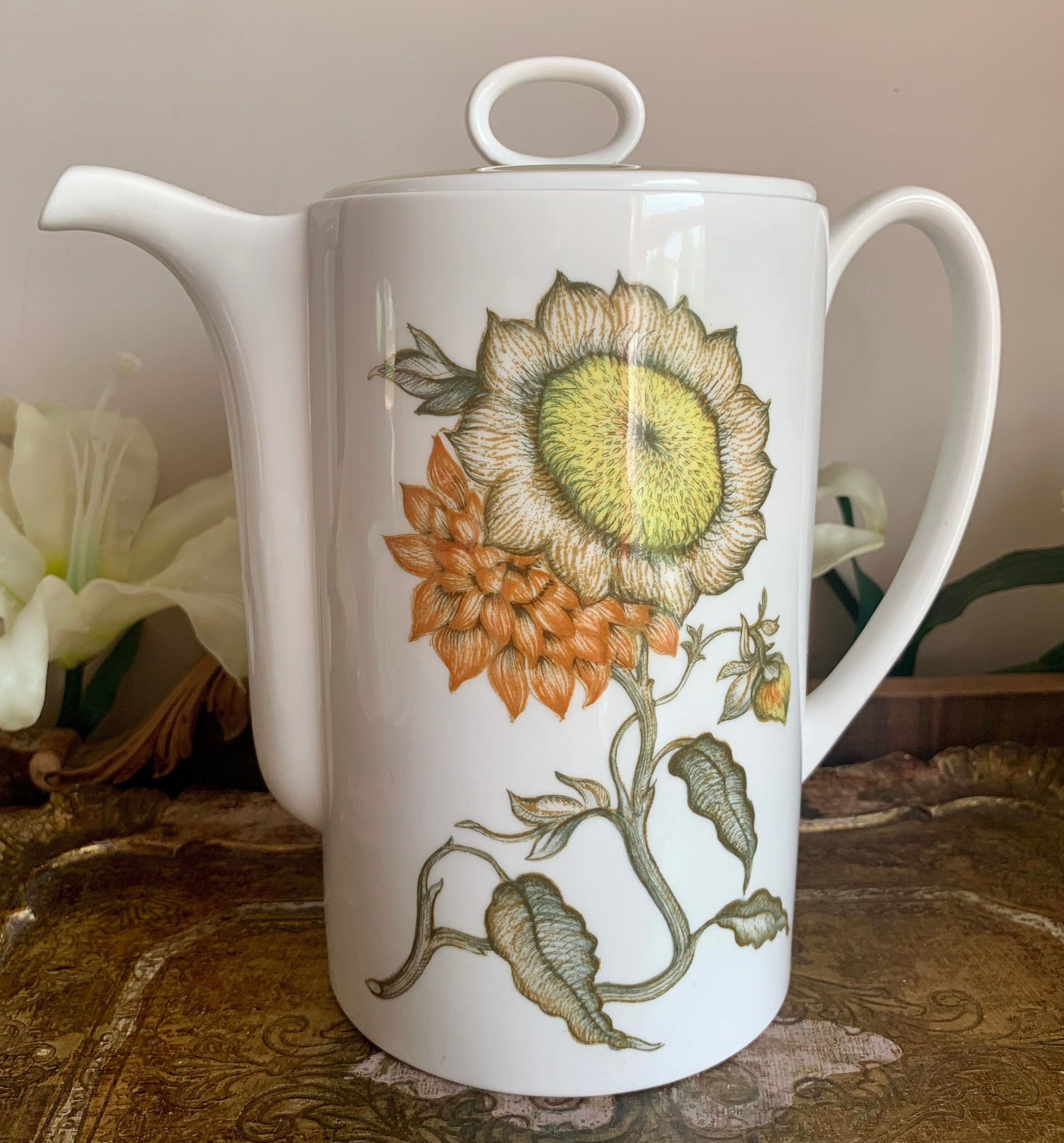 Vintage Susie Cooper Pre Wedgwood Sunflower Coffee Set for 6 Bone