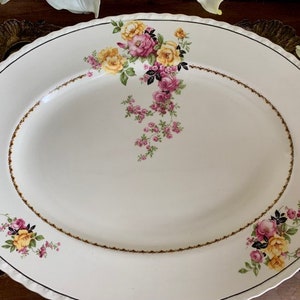 Rare Vintage MYOTT Staffordshire, Rosita Floral Pattern,  Oval Serving Platter, Ironestone, Made in England