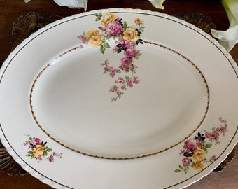 Rare Vintage MYOTT Staffordshire, Rosita Floral Pattern,  Oval Serving Platter, Ironestone, Made in England