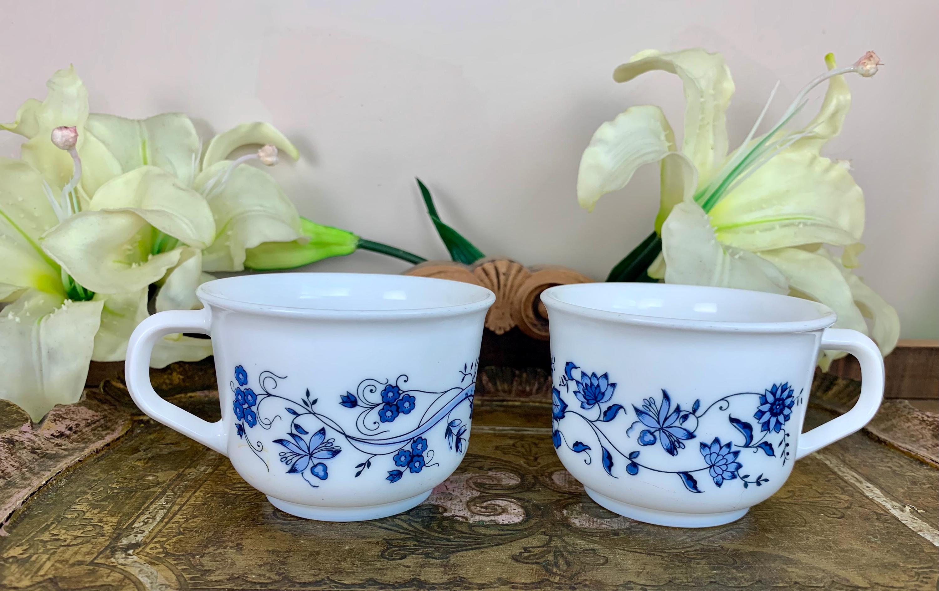 Lot De 2 Mugs Arcopal Vintage Motif Paysage - Occasion Très Bon État - France