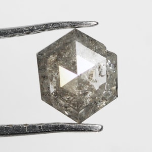 0.34 Ct Salt and pepper Diamond Natural Loose Diamond Hexagon Diamond Grey Diamond Rustic Diamond Real Diamond For Ring