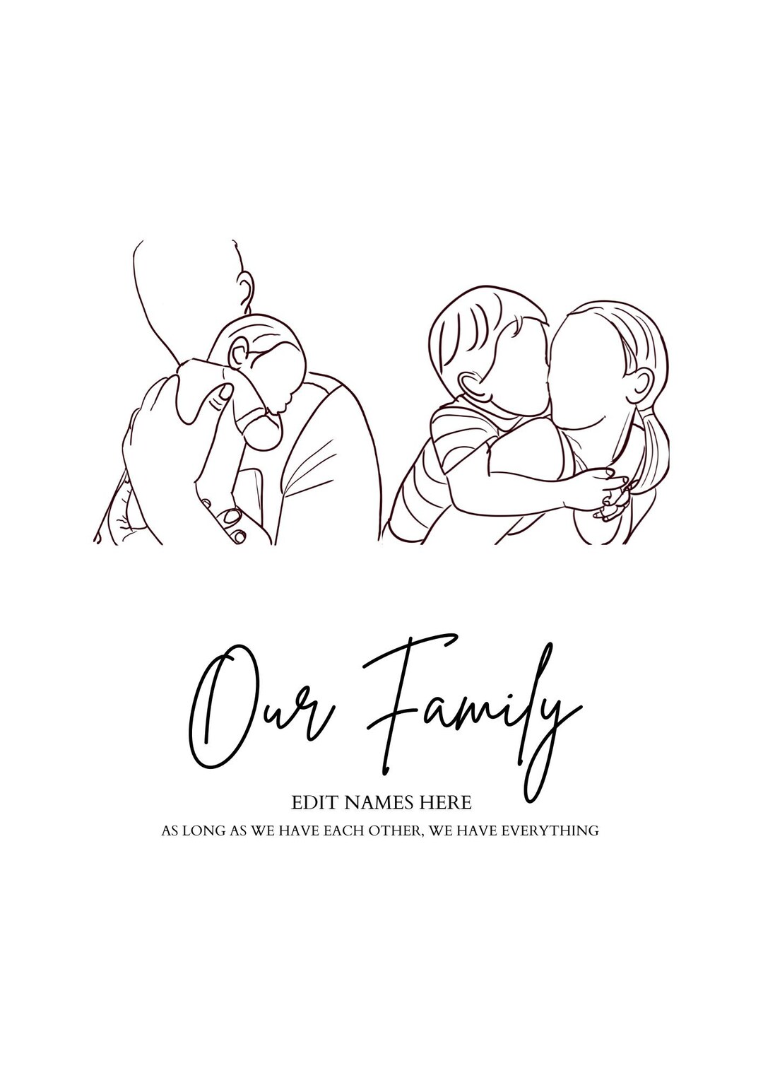 Editable, Printable A4 Family of 4 Print. Digital Download. Etsy