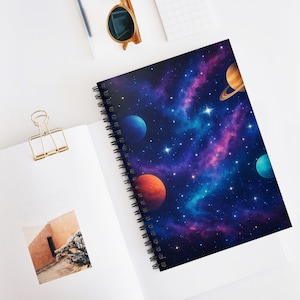 Cosmic Spiral Notebook - Ruled Line, Galaxy Journal, Space Themed Stationery, Perfect for Stars Lovers, Gift for Students, Astronaut Decor