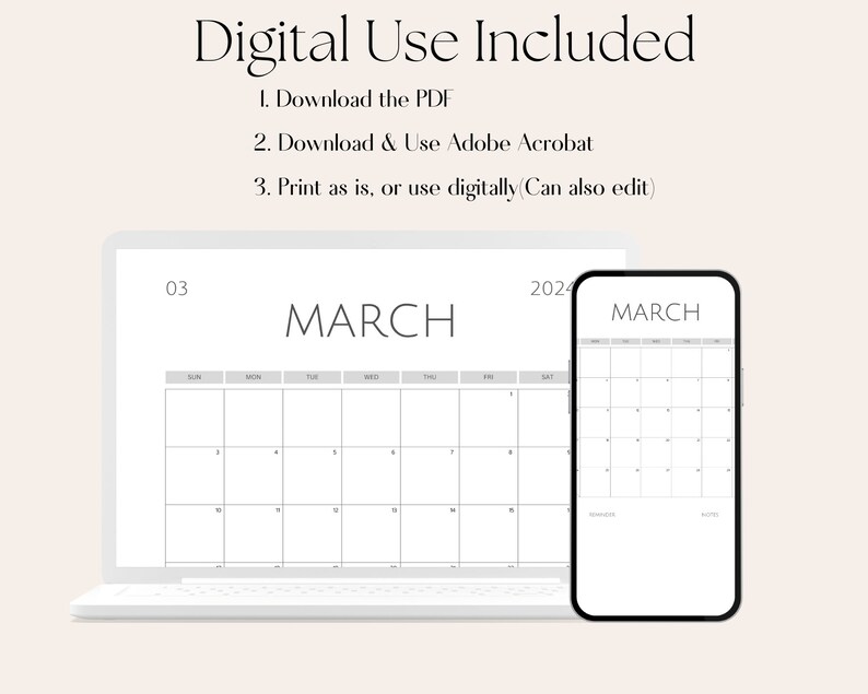 March 2024 Calendar, March 2024 Schedule, Monthly Calendar, 2024