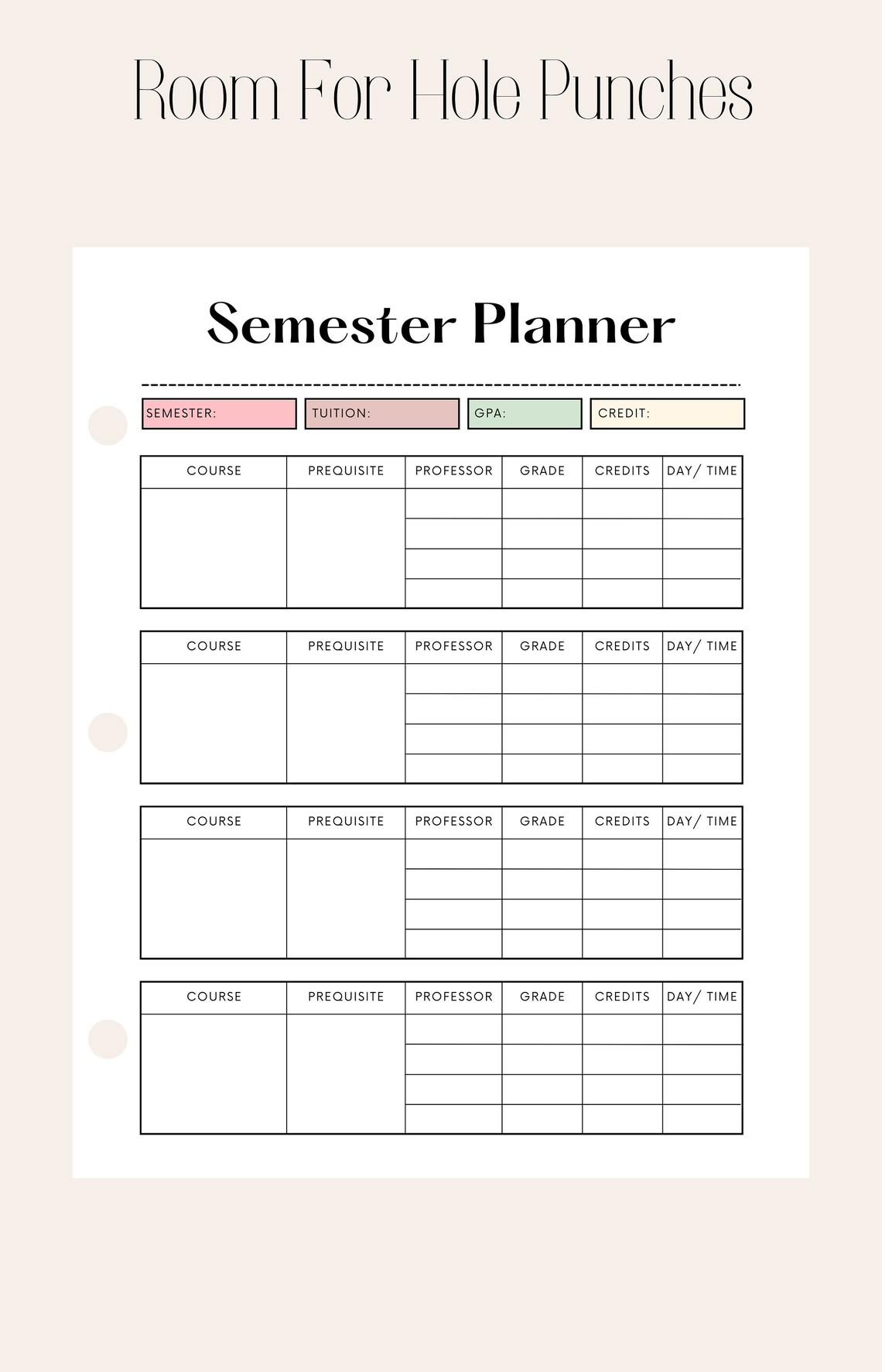 Editable Semester Planner Printable Semester Planner - Etsy