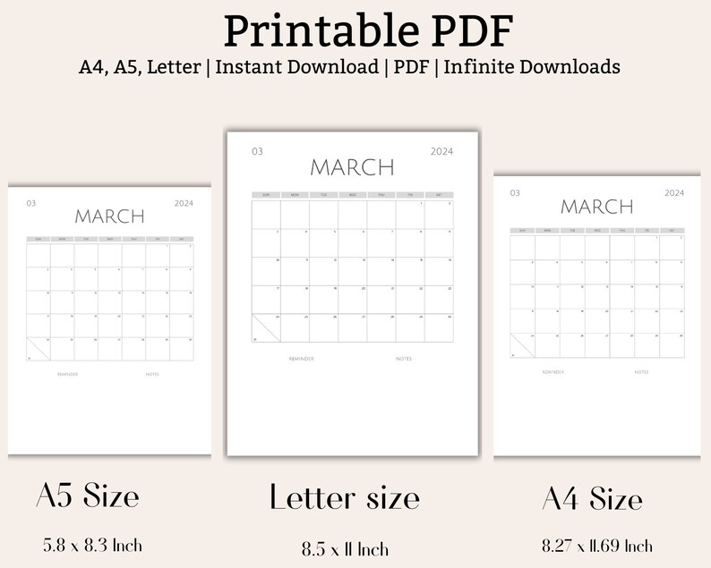 March 2024 Calendar, March 2024 Schedule, Monthly Calendar, 2024