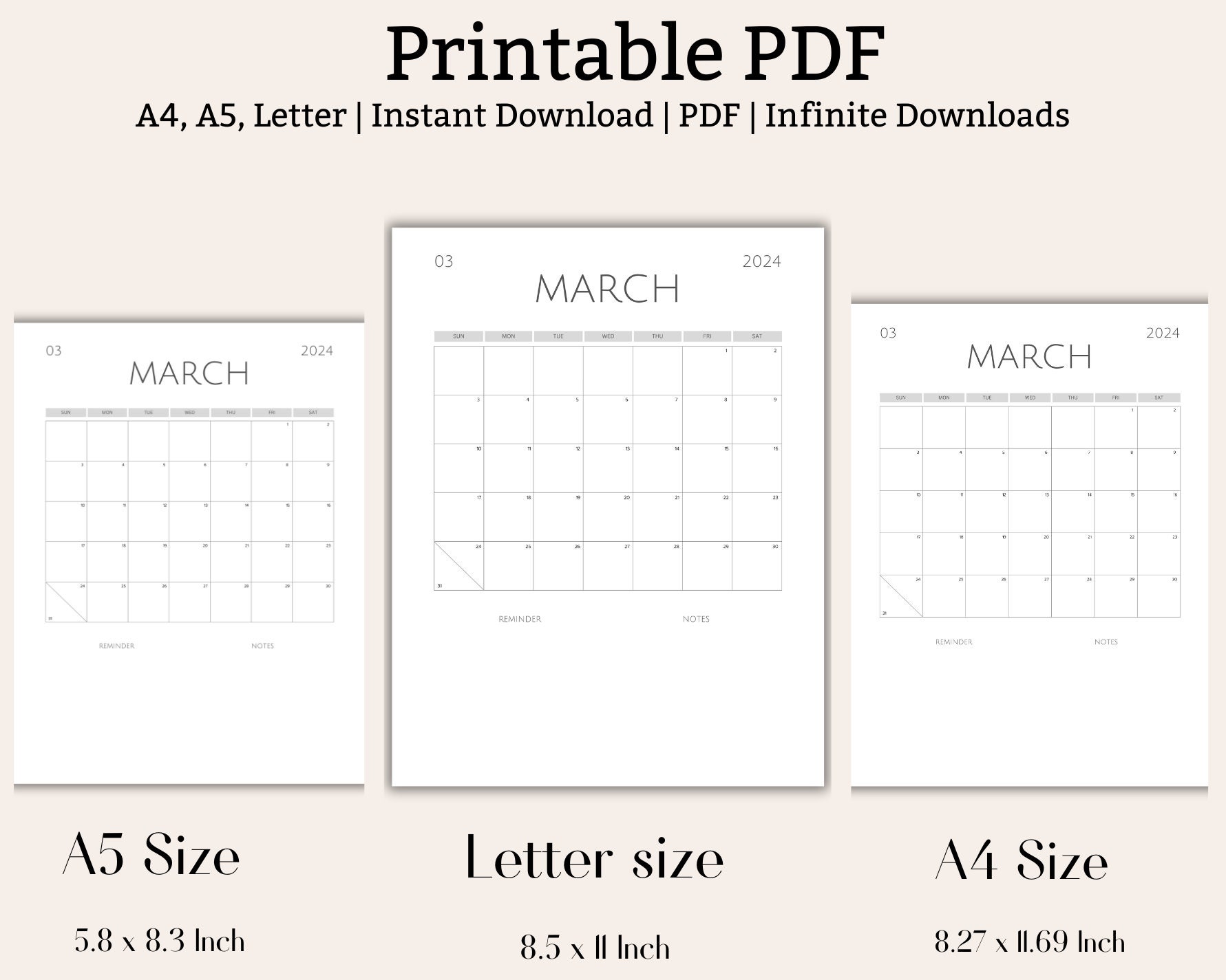 March 2024 Calendar, March 2024 Schedule, Monthly Calendar, 2024